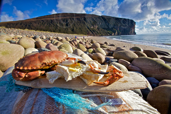 Fresh Crab Picnic on Rackwick Beach, Orkney